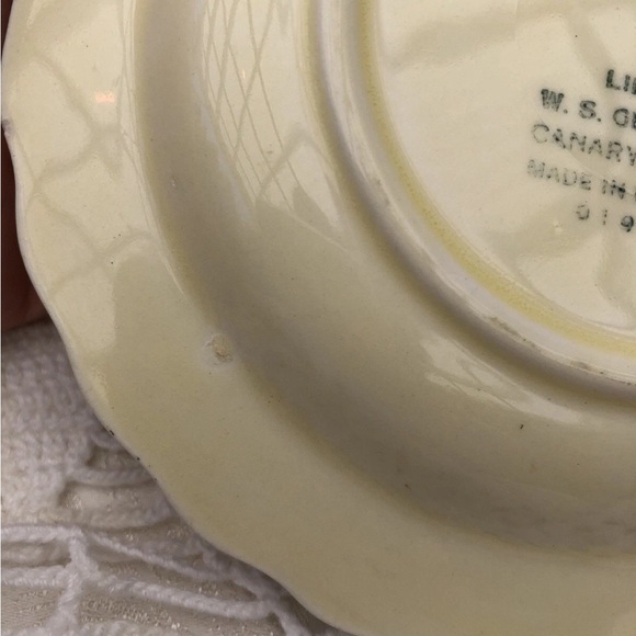 1930s W.S. George Teacup and Saucer Set LIDO Canarytone Silver Edge Trim - Picture 7 of 14